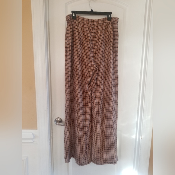 L'Agence - Pilar Wide Leg Pant - Soft Camel Houndstooth Size 14 - Picture 2 of 6